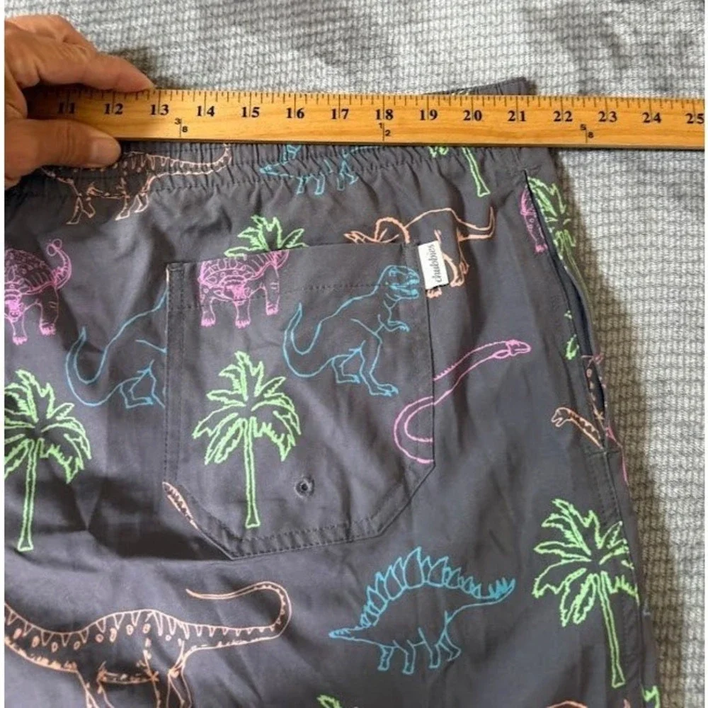 Chubbies Mens 2XL Swim Trunks Gray Neon Dinosaur Palm Tree 42X6 Shorts